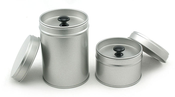 Round Plain Metal Tea Caddy